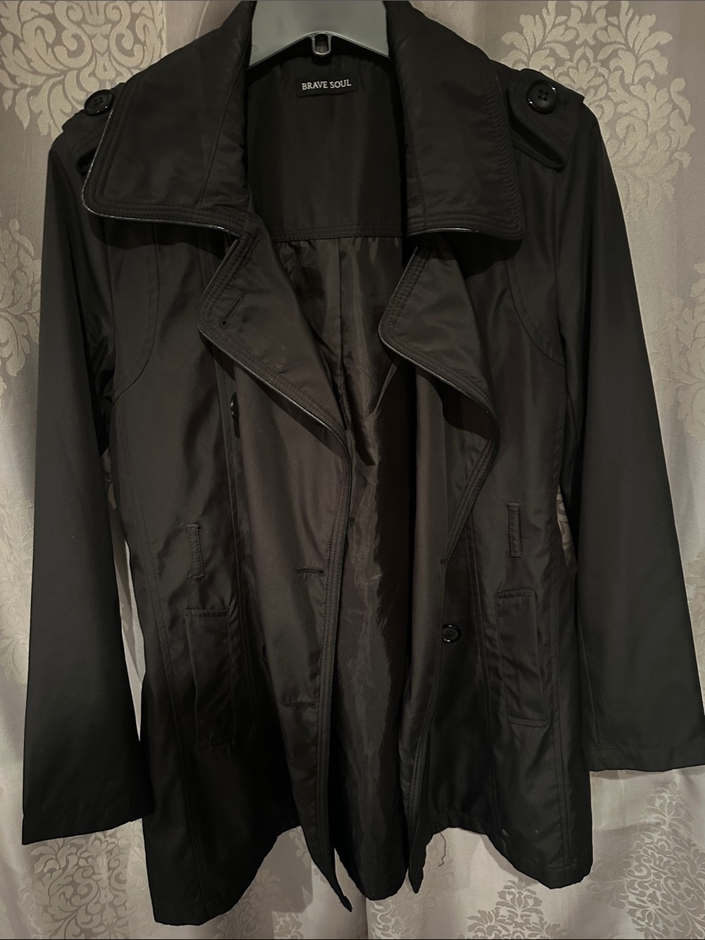 Brave Soul Black Lightweight Trench Jacket